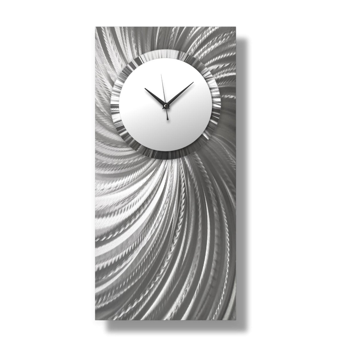 Large Silent White & Silver Wall Clock | Handmade Modern Aluminium Clock | Non - Ticking - Modern Elements Metal Art - ME0845260