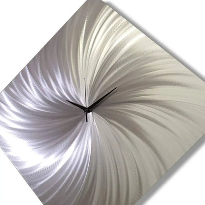 Large Silver Clock Titled "Omega V2" - Modern Elements Metal Art - ME66889