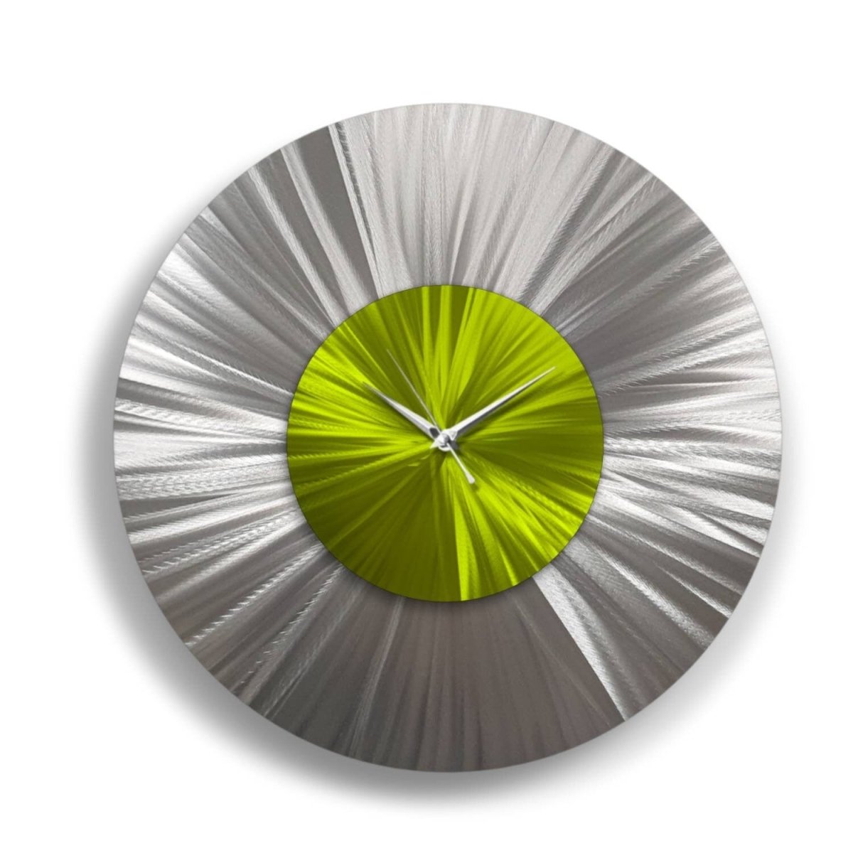 Large Silver Metal Wall Clock - Modern Abstract Art Sculpture for Home Decor - Modern Elements Metal Art - MA68ESX