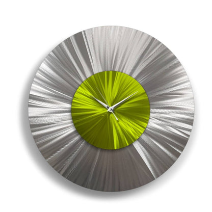 Large Silver Metal Wall Clock - Modern Abstract Art Sculpture for Home Decor - Modern Elements Metal Art - MA68ESX