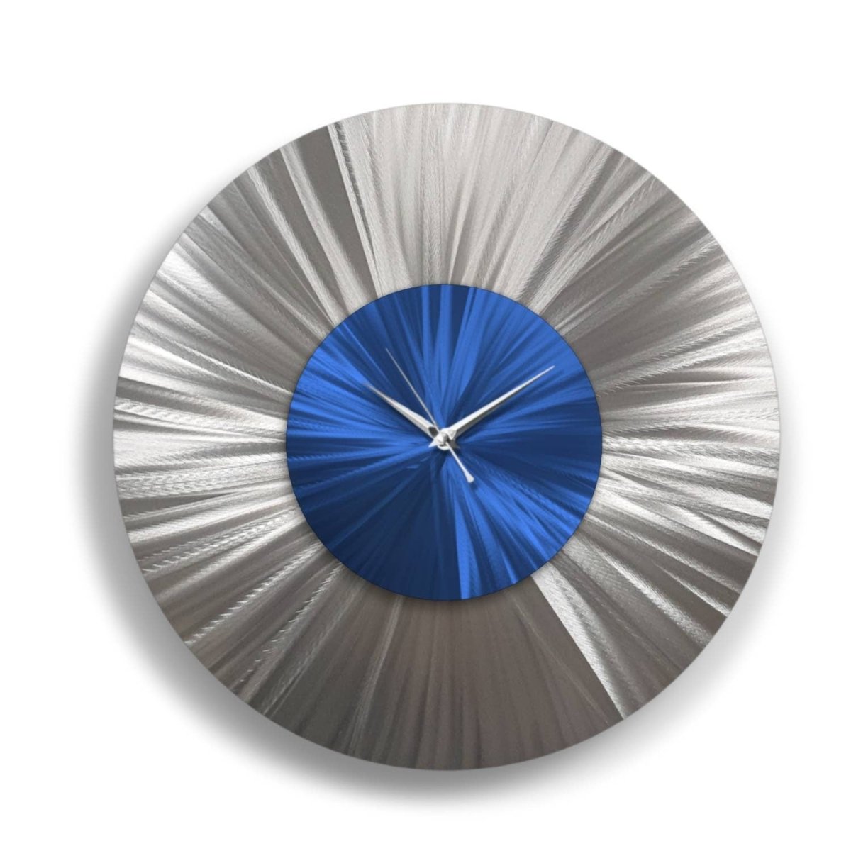 Large Silver Metal Wall Clock - Modern Abstract Art Sculpture for Home Decor - Modern Elements Metal Art - MA68ESX