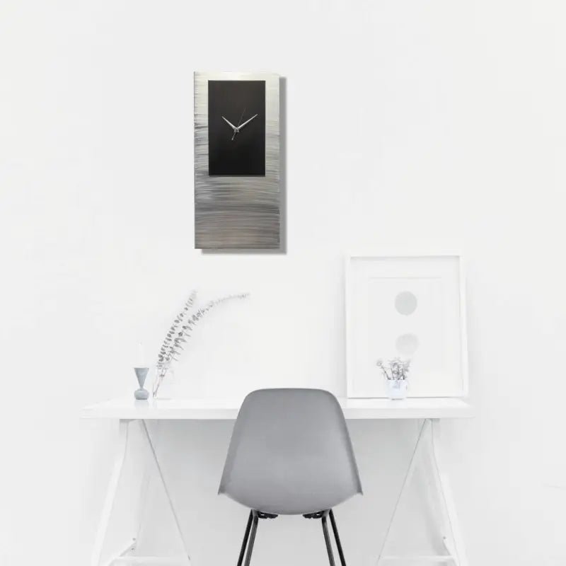 Large Silver Minimalist Wall Clock - Modern Abstract Home Decor - Modern Elements Metal Art - ME638KW7