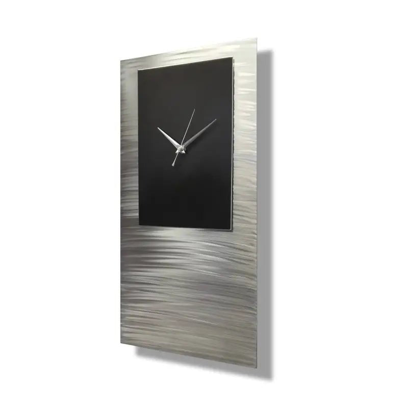 Large Silver Minimalist Wall Clock - Modern Abstract Home Decor - Modern Elements Metal Art - ME638KW7