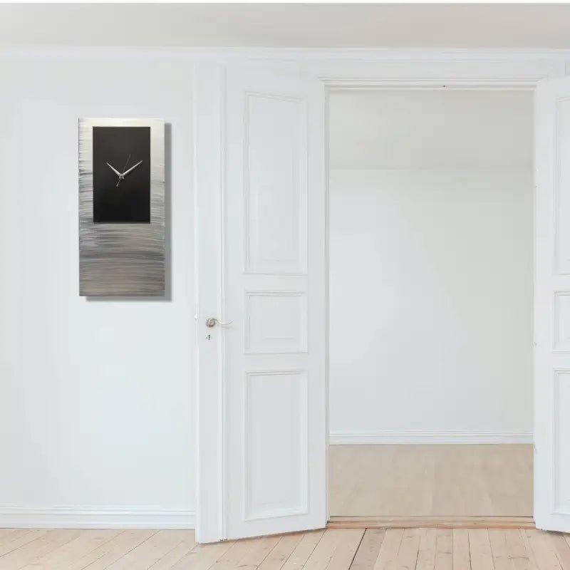 Large Silver Minimalist Wall Clock - Modern Abstract Home Decor - Modern Elements Metal Art - ME638KW7