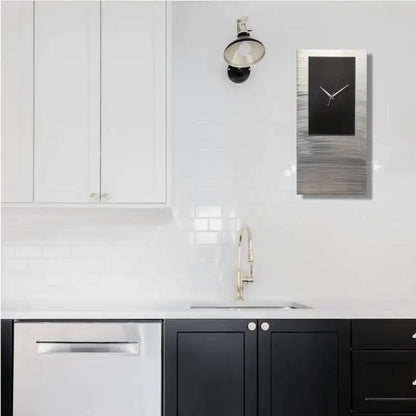 Large Silver Minimalist Wall Clock - Modern Abstract Home Decor - Modern Elements Metal Art - ME638KW7