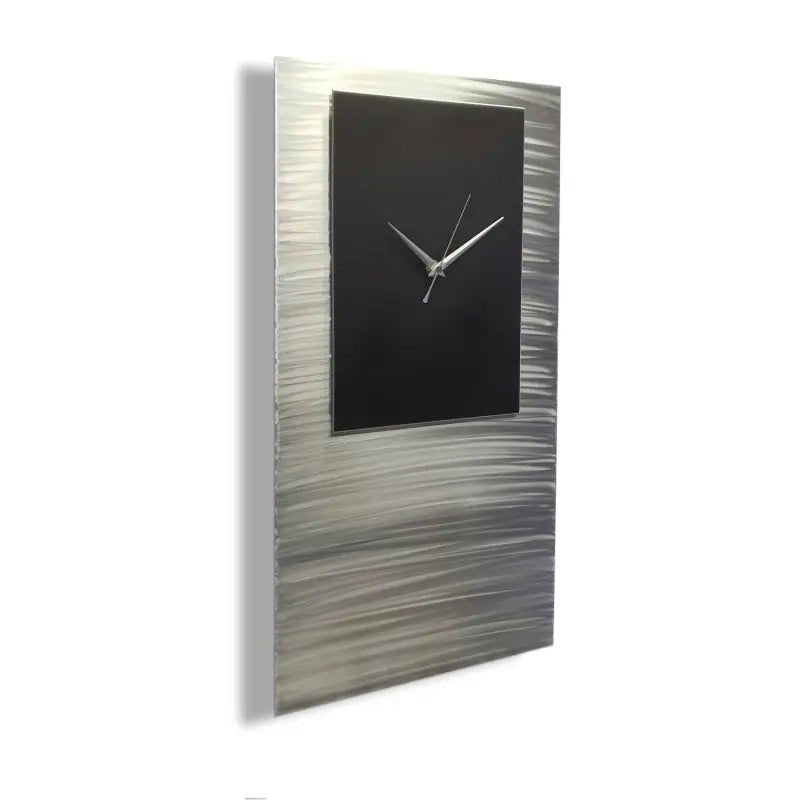 Large Silver Minimalist Wall Clock - Modern Abstract Home Decor - Modern Elements Metal Art - ME638KW7