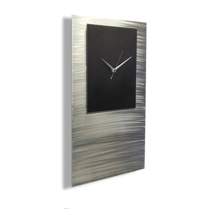 Large Silver Minimalist Wall Clock - Modern Abstract Home Decor - Modern Elements Metal Art - ME638KW7