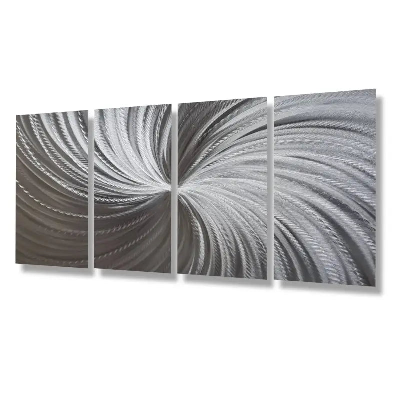 Silver Metal Wall Art "Silver Spiral" (Set of 4) - Modern Elements Metal Art