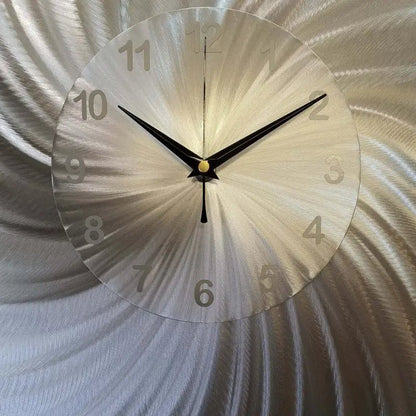 Large Silver Wall Clock Titled "Stellar" - Modern Elements Metal Art - ME00537L - 2
