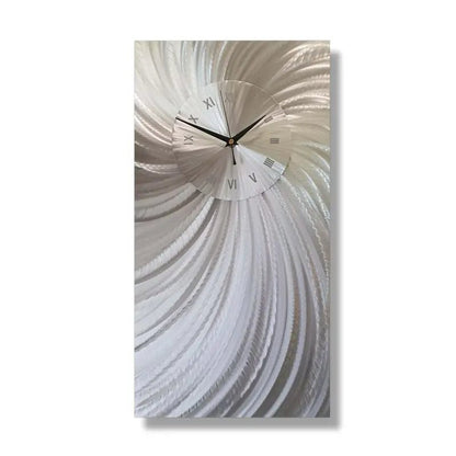 Large Silver Wall Clock Titled "Stellar" - Modern Elements Metal Art - ME00537L - 2