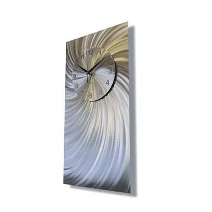Large Silver Wall Clock Titled "Stellar" - Modern Elements Metal Art - ME00537L - 2