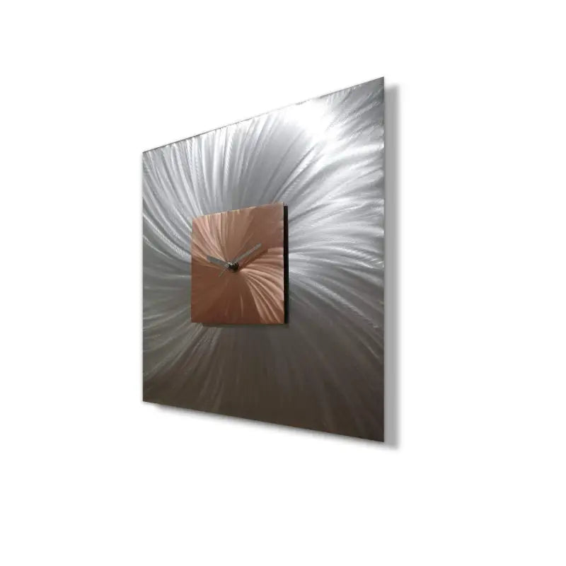 Silver & Copper Wall Clock Titled "Paradox" - Modern Elements Metal Art
