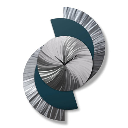 Large Teal Metal Wall Clock - Abstract Geometric Art Decor for Modern Spaces - Modern Elements Metal Art - ME7738N