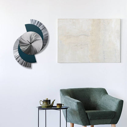 Large Teal Metal Wall Clock - Abstract Geometric Art Decor for Modern Spaces - Modern Elements Metal Art - ME7738N