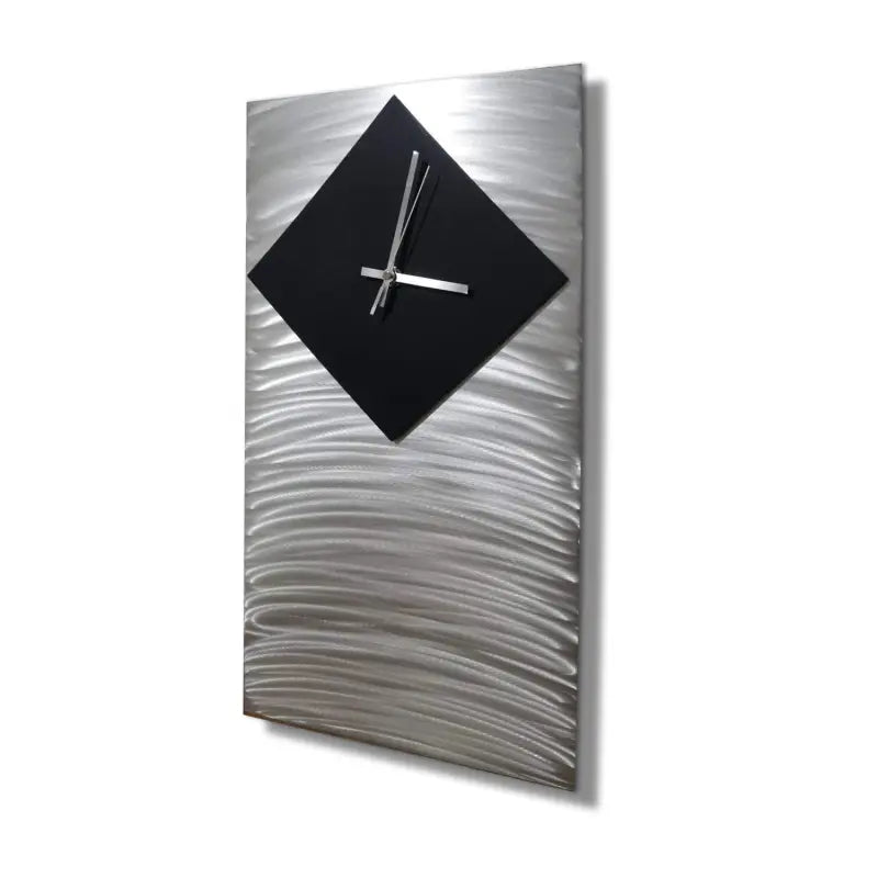 Large Wall Clock - Modern Silent Decor Silver Black Metal Christopher Henderson