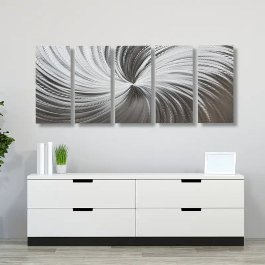 Silver Spiral - 5 Piece Wall Art Edition - Modern Elements Metal Art