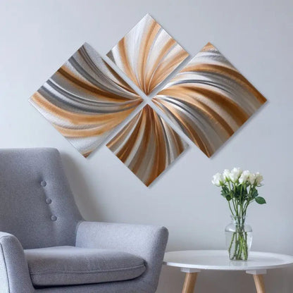 Light Bronze Metal Wall Art Titled "X - Hale" - Modern Elements Metal Art - M7829K1