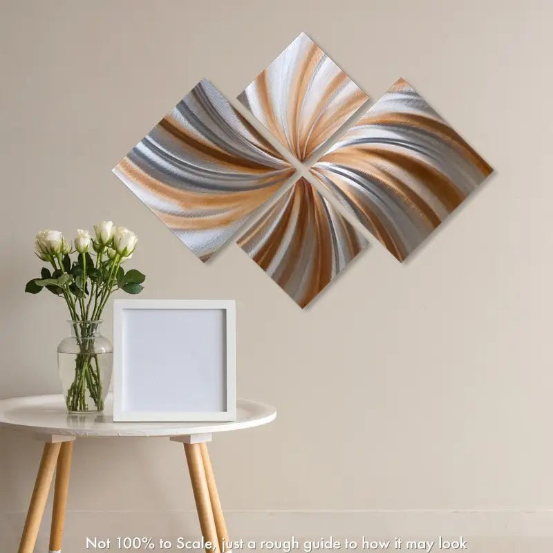 Light Bronze Metal Wall Art Titled "X - Hale" - Modern Elements Metal Art - M7829K1