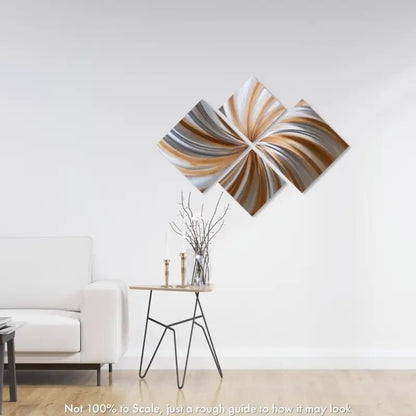 Light Bronze Metal Wall Art Titled "X - Hale" - Modern Elements Metal Art - M7829K1