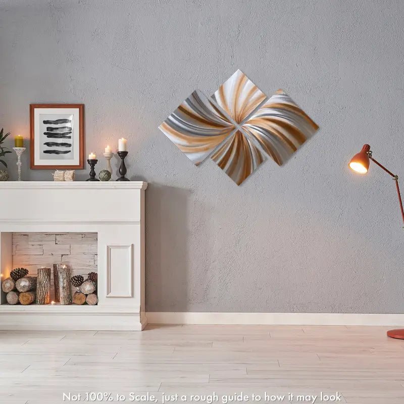 Light Bronze Metal Wall Art Titled "X - Hale" - Modern Elements Metal Art - M7829K1