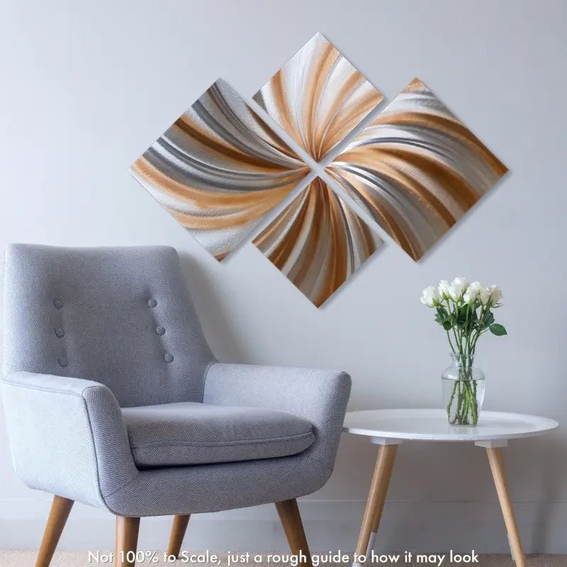 Light Bronze Metal Wall Art Titled "X - Hale" - Modern Elements Metal Art - M7829K1