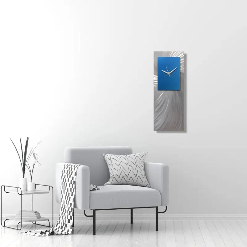 Long Wall Clock Titled "Hyperion" (Blue Edition) - Modern Elements Metal Art - MEC208B2