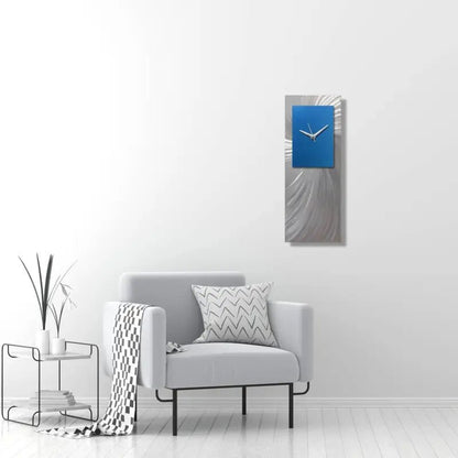Long Wall Clock Titled "Hyperion" (Blue Edition) - Modern Elements Metal Art - MEC208B2