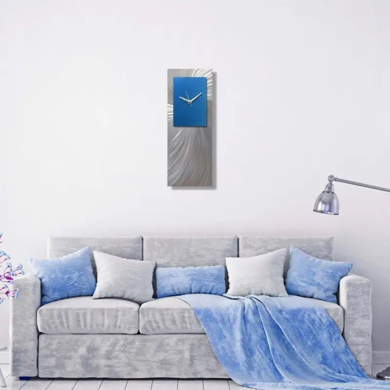 Long Wall Clock Titled "Hyperion" (Blue Edition) - Modern Elements Metal Art - MEC208B2