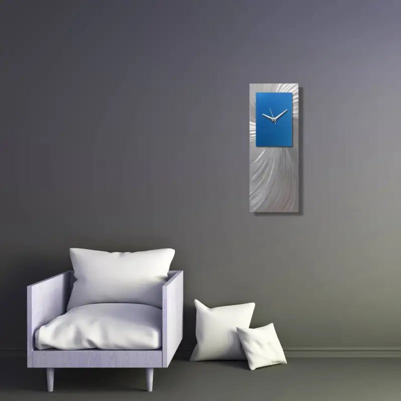 Long Wall Clock Titled "Hyperion" (Blue Edition) - Modern Elements Metal Art - MEC208B2