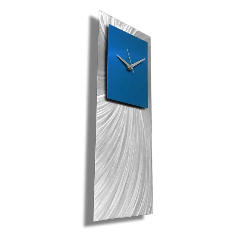 Long Wall Clock Titled "Hyperion" (Blue Edition) - Modern Elements Metal Art - MEC208B2
