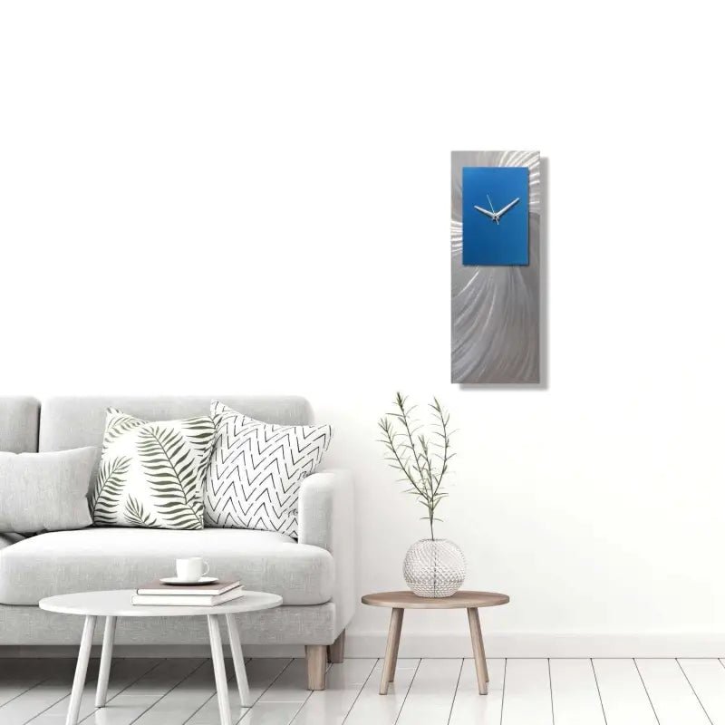 Long Wall Clock Titled "Hyperion" (Blue Edition) - Modern Elements Metal Art - MEC208B2