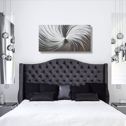 Luxury Silver Metal Wall Art - Modern Spiral Handcrafted Design for Home Decor - Modern Elements Metal Art - MYKG930E