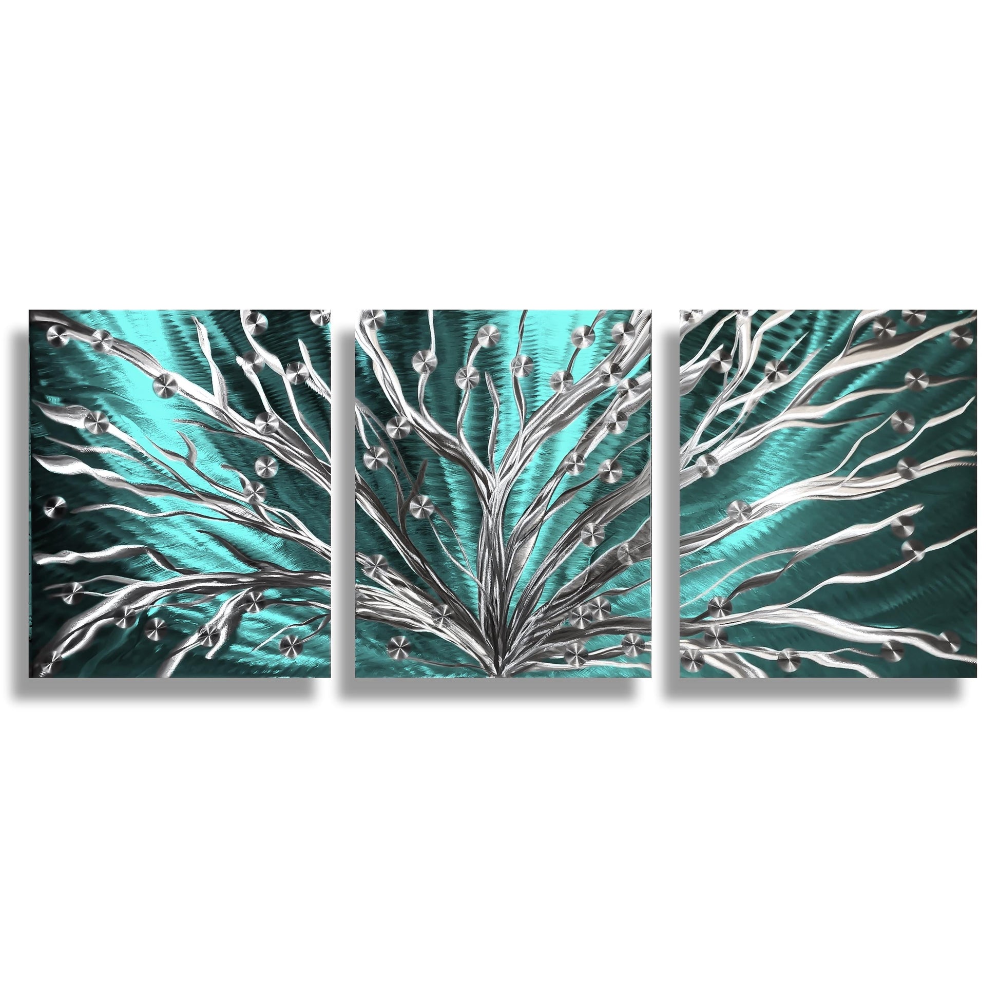 Metal Tree Wall Art Set of 3 Titled Tree of Light - Modern Elements Metal Art - ME786288