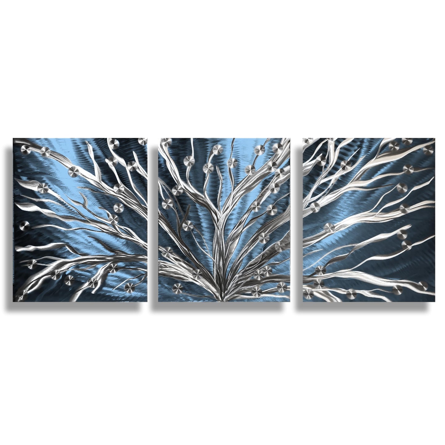 Metal Tree Wall Art Set of 3 Titled Tree of Light - Modern Elements Metal Art - ME786288