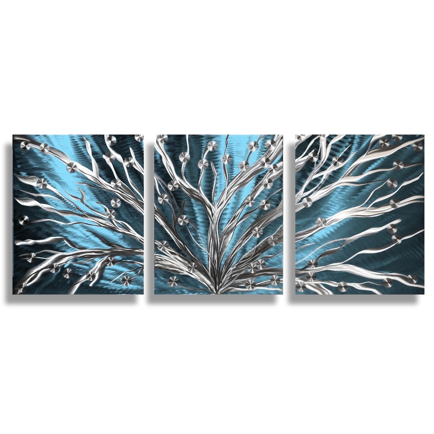 Metal Tree Wall Art Set of 3 Titled Tree of Light - Modern Elements Metal Art - ME786288