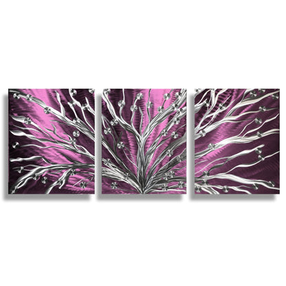 Metal Tree Wall Art Set of 3 Titled Tree of Light - Modern Elements Metal Art - ME786288