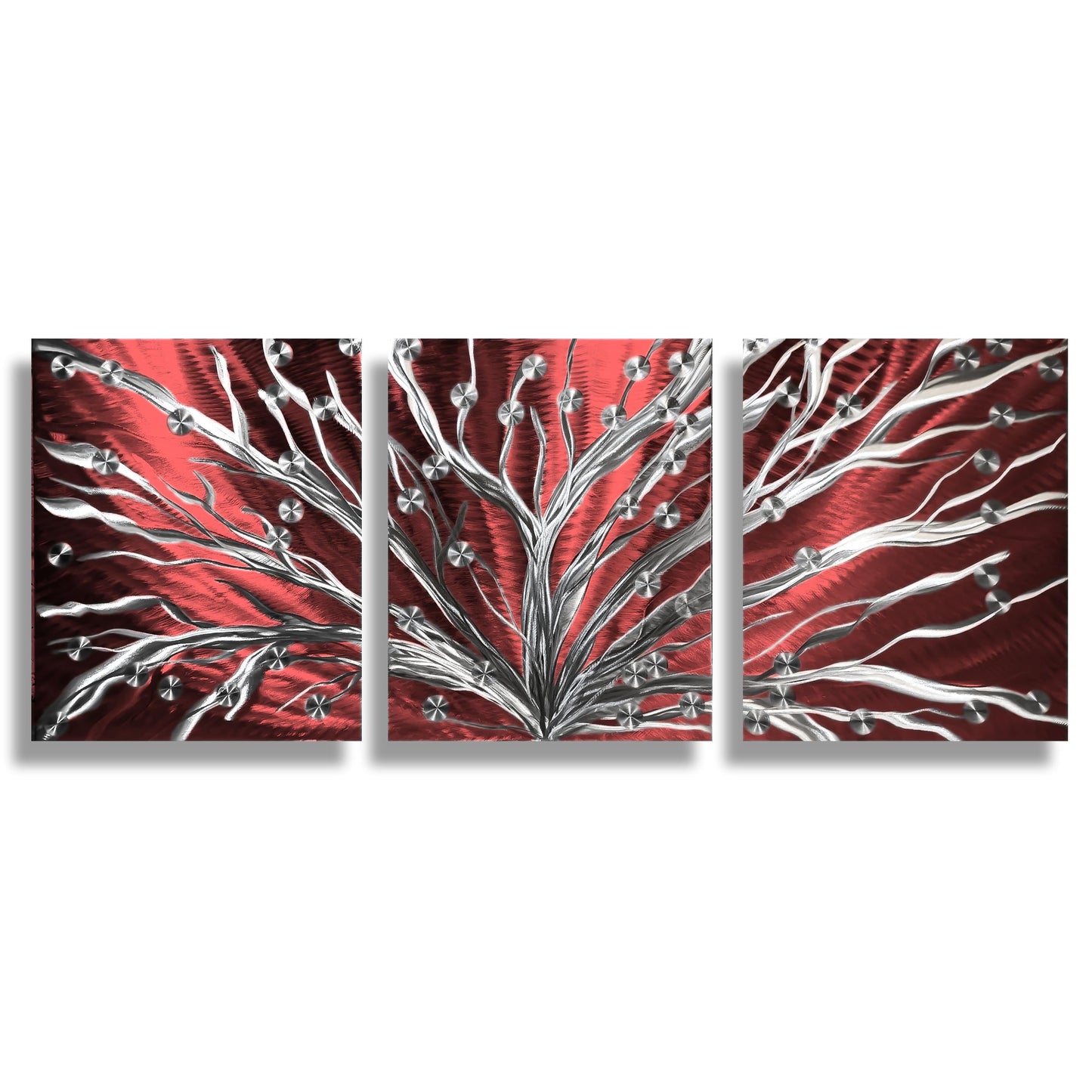 Metal Tree Wall Art Set of 3 Titled Tree of Light - Modern Elements Metal Art - ME786288