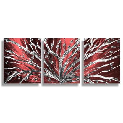 Metal Tree Wall Art Set of 3 Titled Tree of Light - Modern Elements Metal Art - ME786288