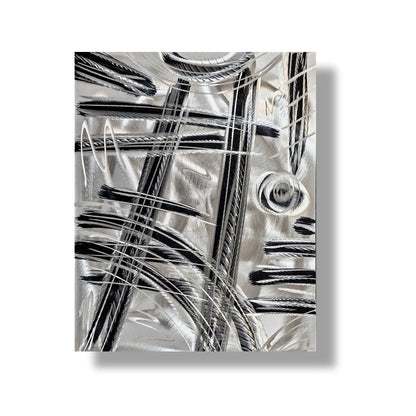 Metal Wall Art Brush Stroke Sculpture – Modern Silver Painting on Metal Canvas - Modern Elements Metal Art - ME7838SX