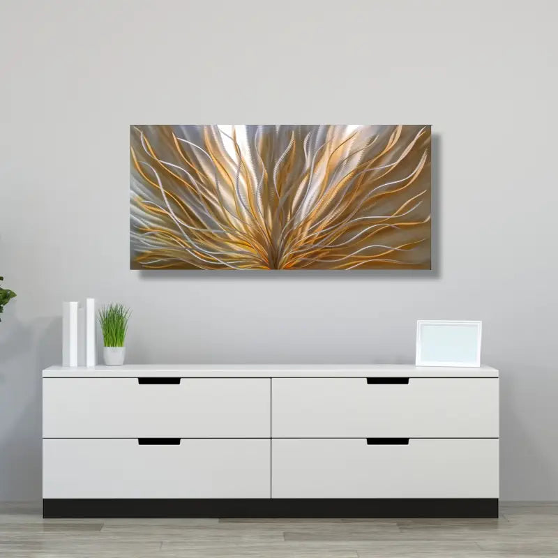 Metal Wall Art Modern Silver Decor 3D Elements