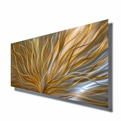 Metal Wall Art Modern Silver Decor 3D Elements