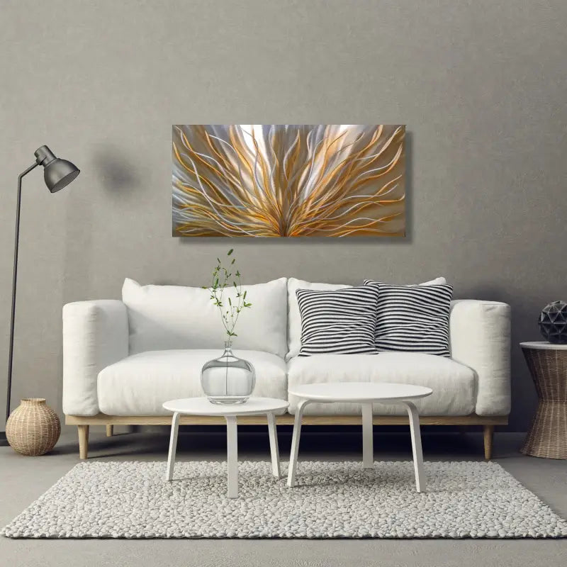 Metal Wall Art Modern Silver Decor 3D Elements