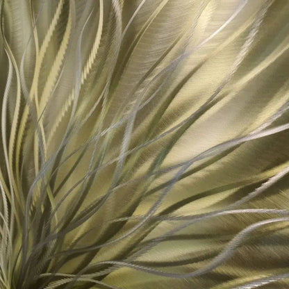 Metallic Bronze Green Silver Artwork Titled InBloom - Modern Elements Metal Art - HY86373K