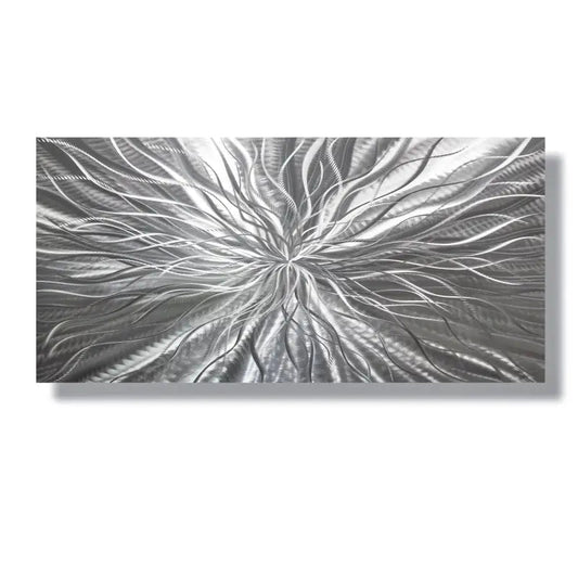 Metallic Wall Art Titled "Radiation" (Silver Edition) - Modern Elements Metal Art - MY83JJS0