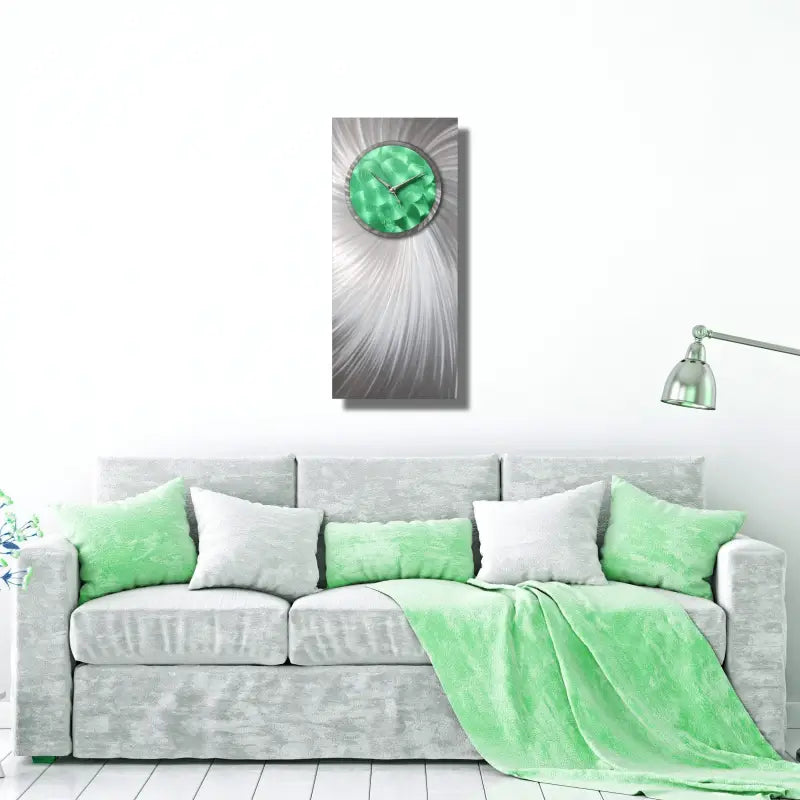 Minimalist Wall Clock - Green Decor Metal Art Christopher Henderson