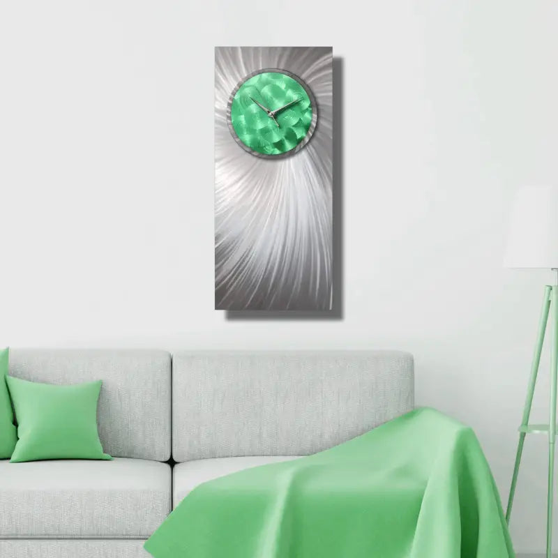 Minimalist Wall Clock - Green Decor Metal Art Christopher Henderson