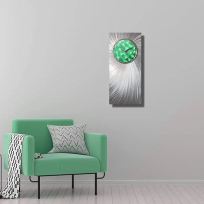 Minimalist Wall Clock - Green Decor Metal Art Christopher Henderson