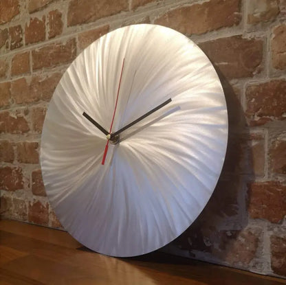 Minimalist Wall Clock in Silver Silent Movement Christopher Henderson