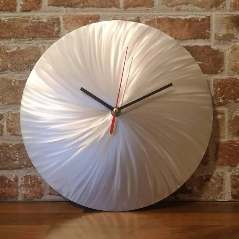 Minimalist Wall Clock in Silver Silent Movement Christopher Henderson