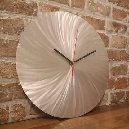 Minimalist Wall Clock in Silver Silent Movement Christopher Henderson